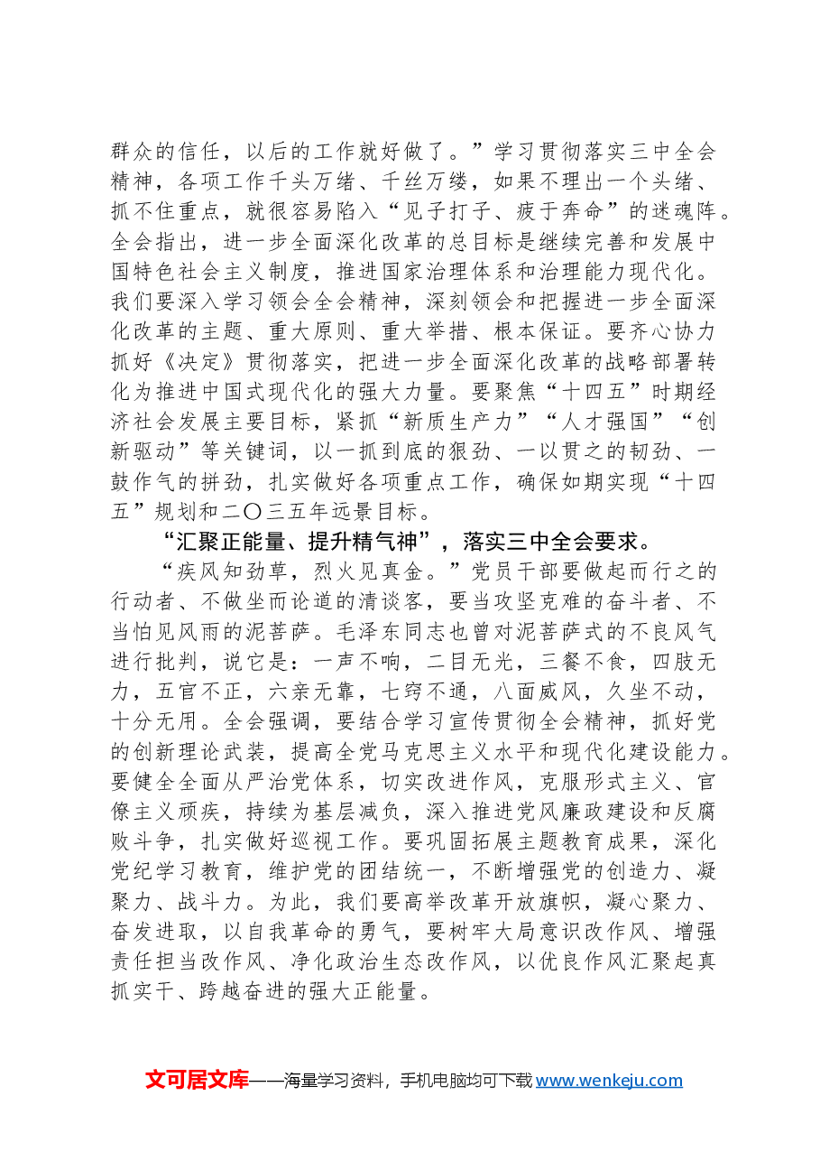 学习二十届三中全会精神心得体会:学深悟透抓紧抓实.docx,第2页预览