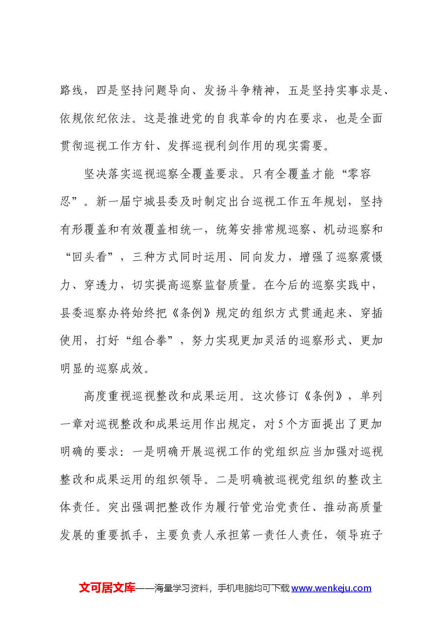 研讨发言:准确落实《条例》的新要求,推动巡视工作向纵深发展(巡察).docx,第4页预览