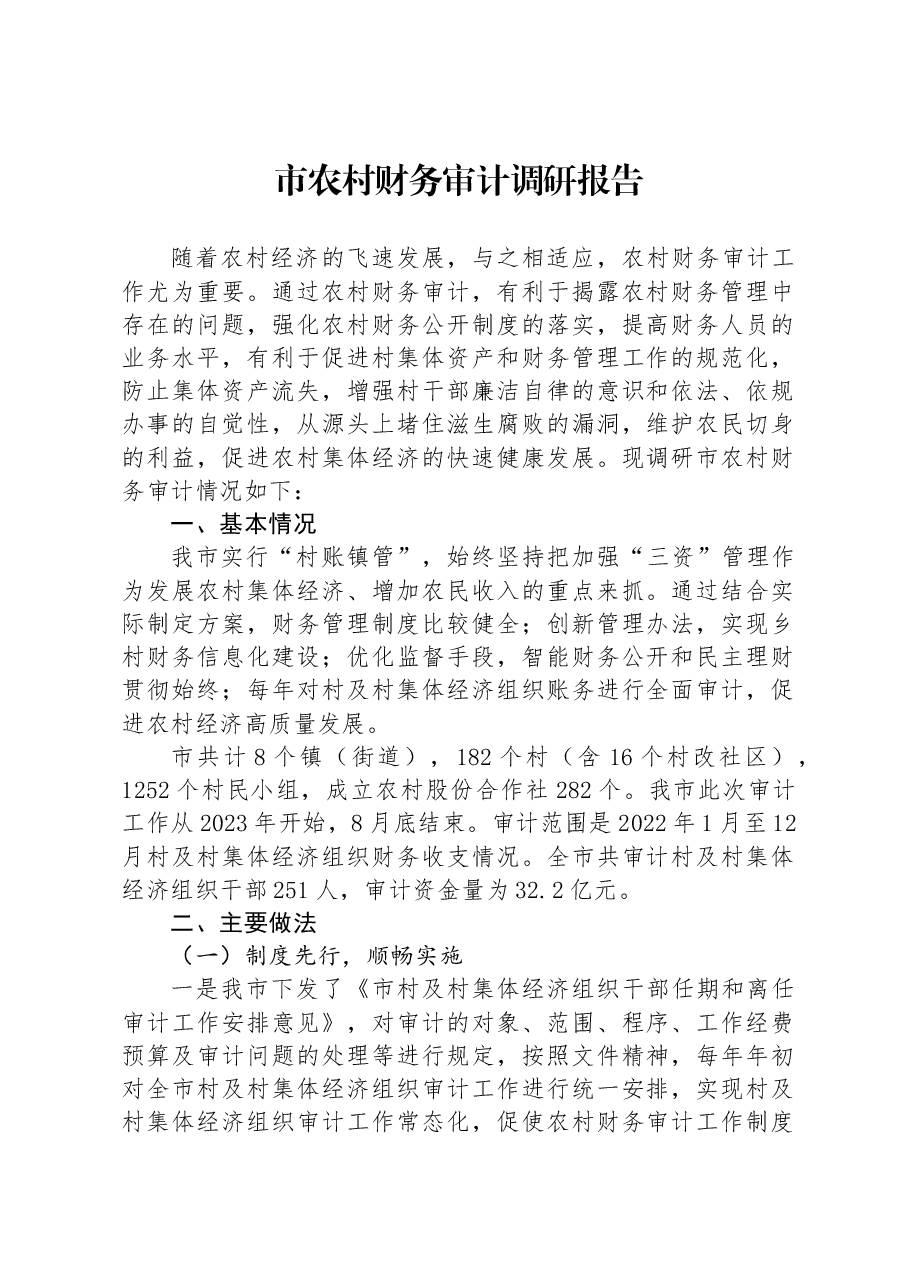 市农村财务审计调研报告.docx,第1页预览