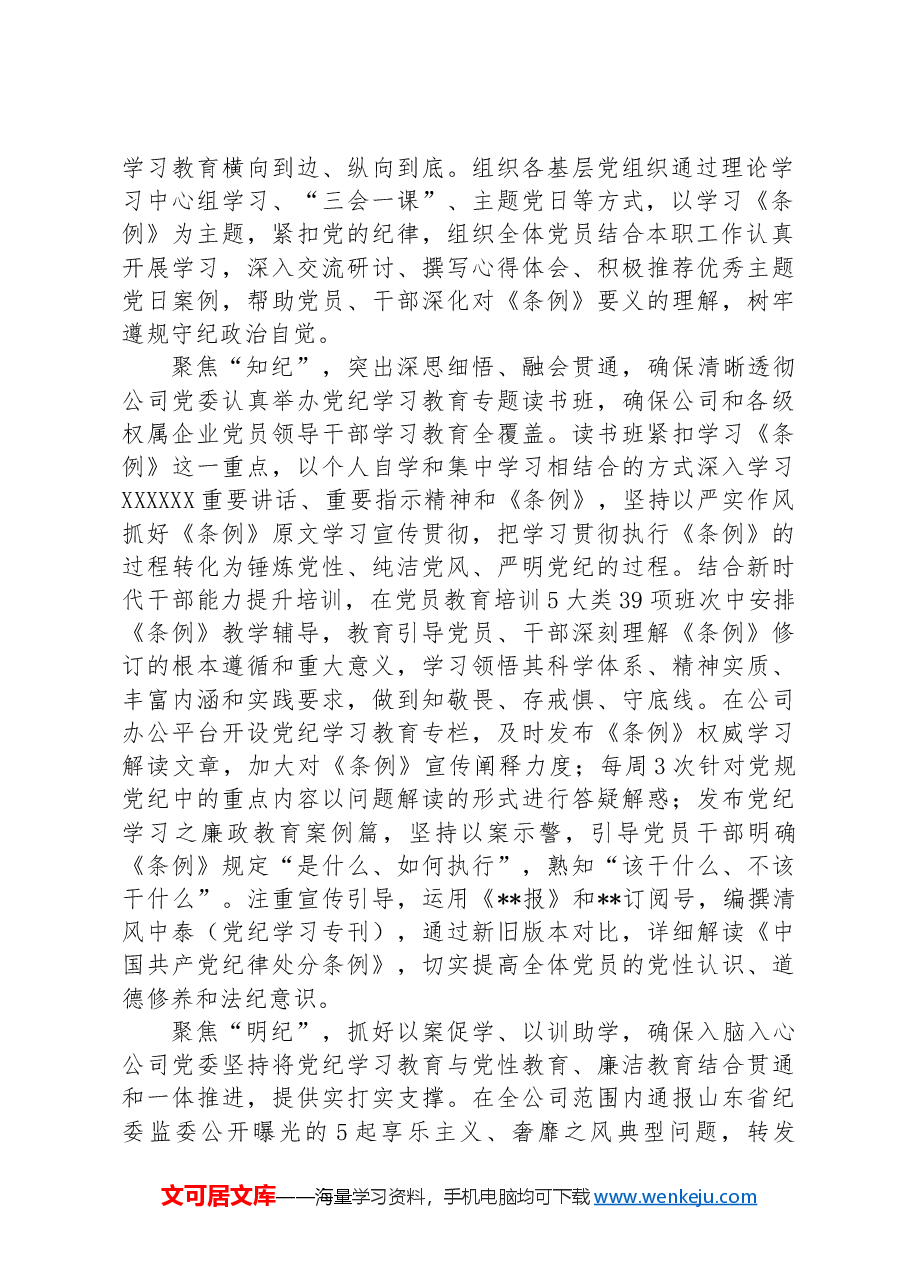 在国资国企党纪学习教育总结会上的汇报发言.docx,第2页预览