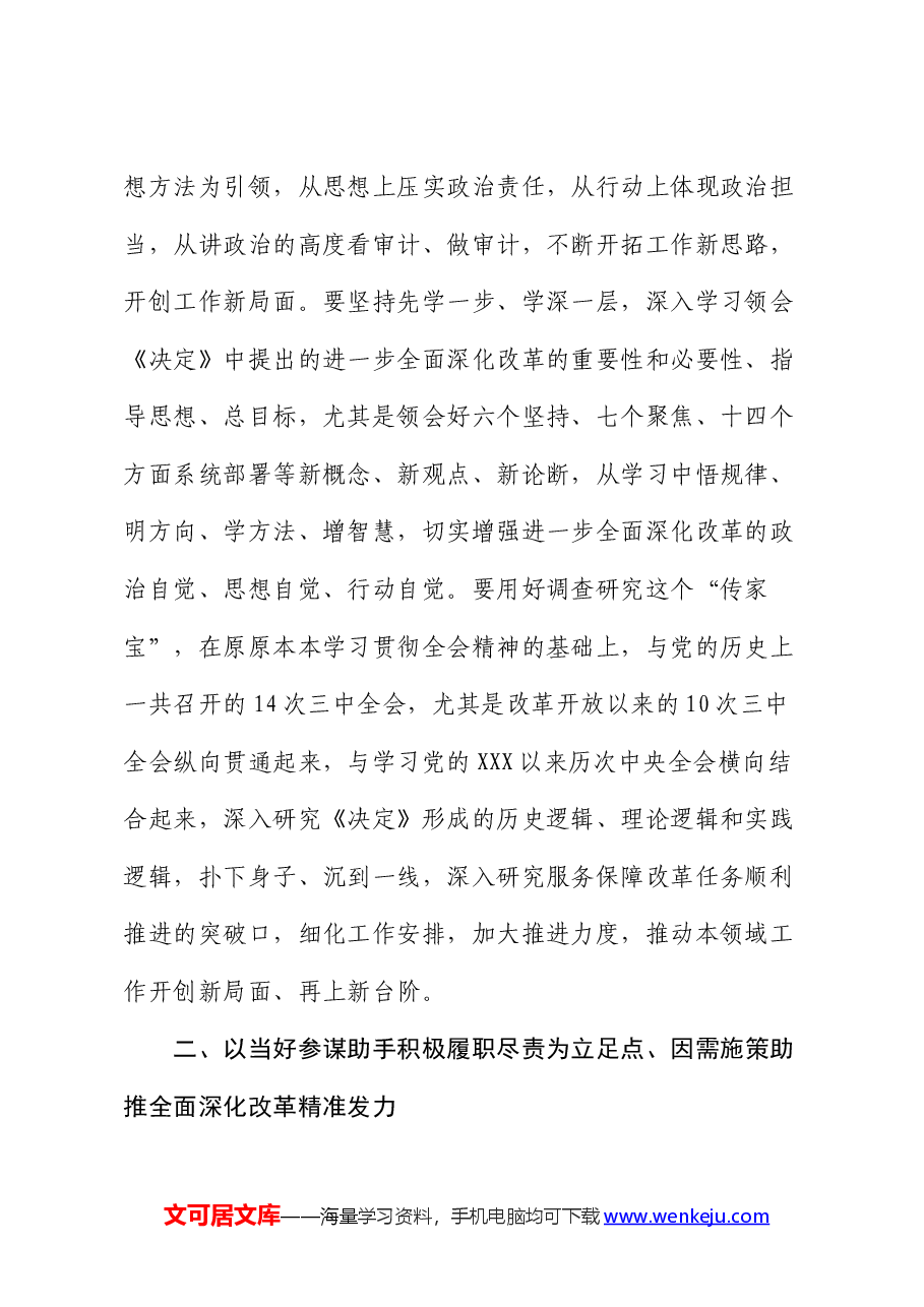 审计干部党的二十届三中全会精神学习研讨发言材料.docx,第2页预览