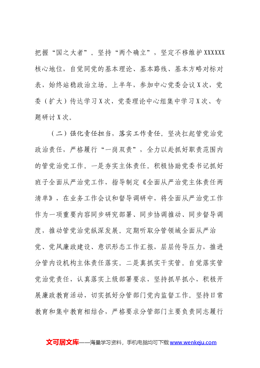 2024年上半年履行全面从严治党主体责任情况报告.docx,第2页预览