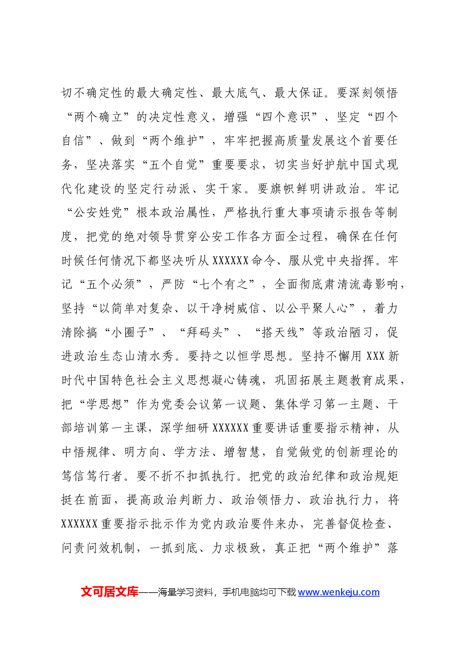 公安局长在党委理论学习中心组集体学习会上的讲话提纲.docx,第2页预览