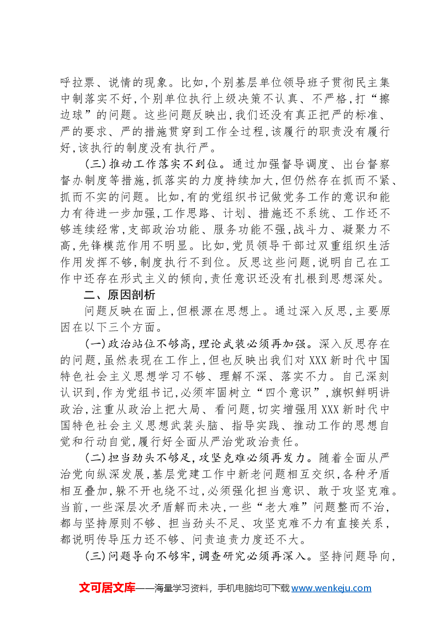 党组书记巡视整改专题民主生活会对照检查.docx,第2页预览