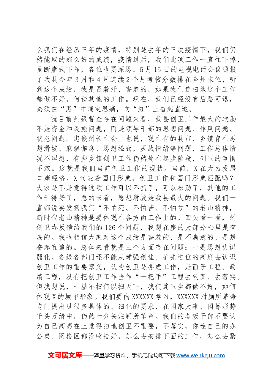 县委副书记、县长在县健康县城建设问题整改工作会上的讲话.docx,第3页预览