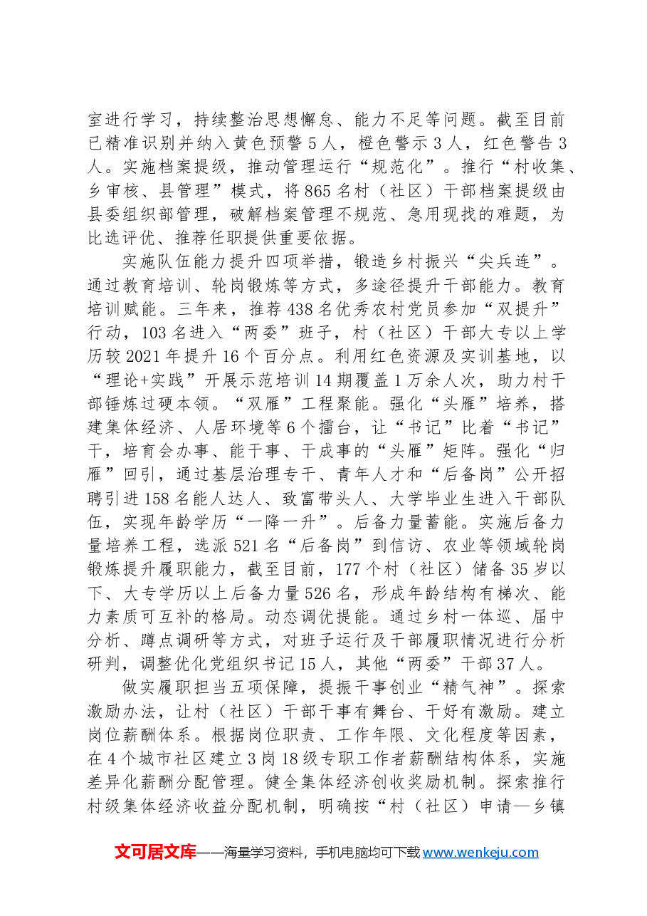 在全市村干部队伍建设专题推进会上的交流发言.docx,第2页预览