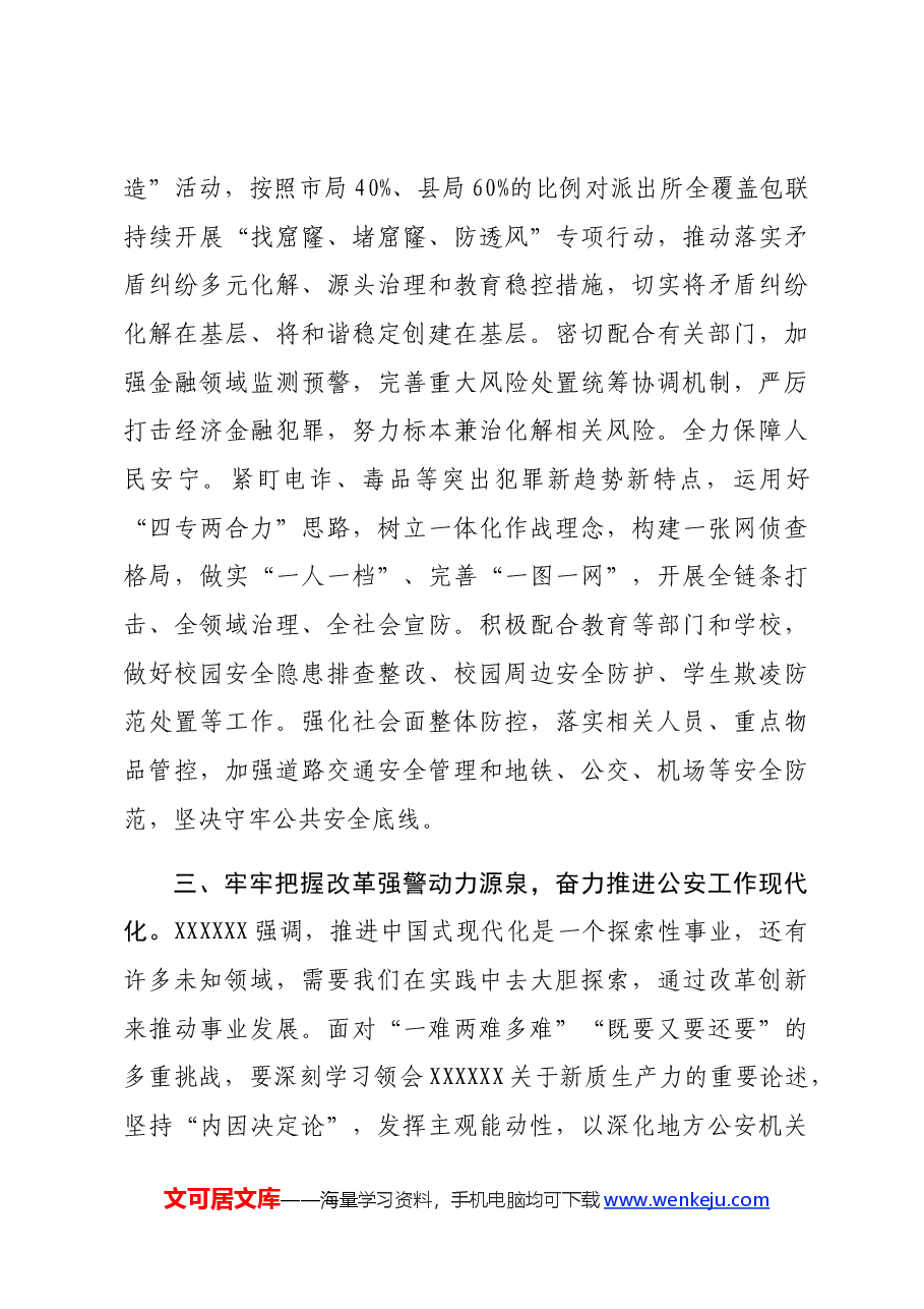 公安局长在党委理论学习中心组集体学习会上的讲话提纲.docx,第4页预览