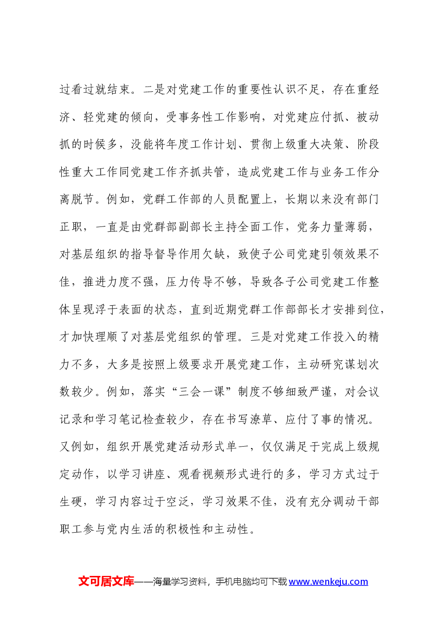 国企副书记、总经理巡察整改专题民主生活会个人对照检查.docx,第4页预览