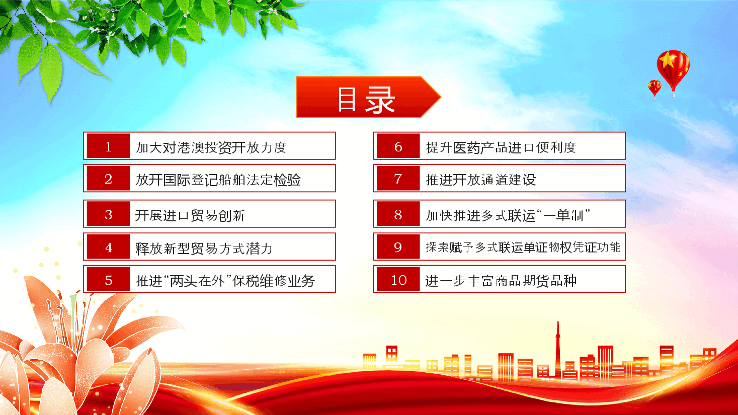 简洁实用《关于推进自由贸易试验区贸易投资便利化改革创新的若干措施》全文PPT.pptx,第3页预览