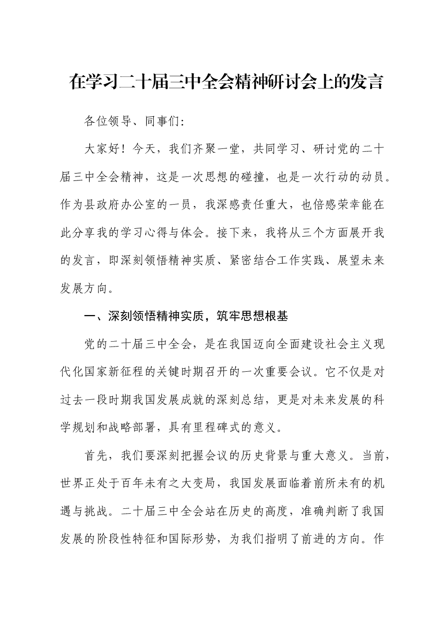在学习二十届三中全会精神研讨会上的发言.docx,第1页预览