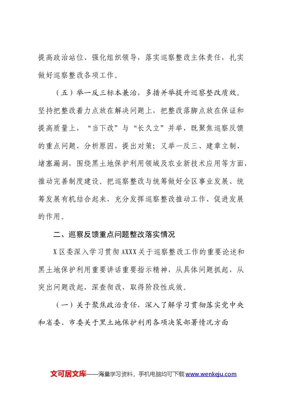 县区关于黑土地保护利用专题巡察整改进展情况的总结报告.docx,第4页预览