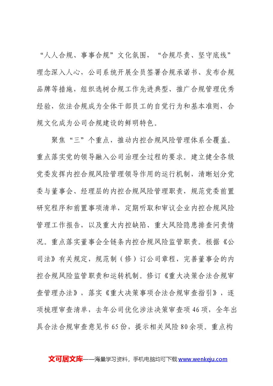 在国资国企合规工作任务落实推进会上的汇报发言.docx,第2页预览