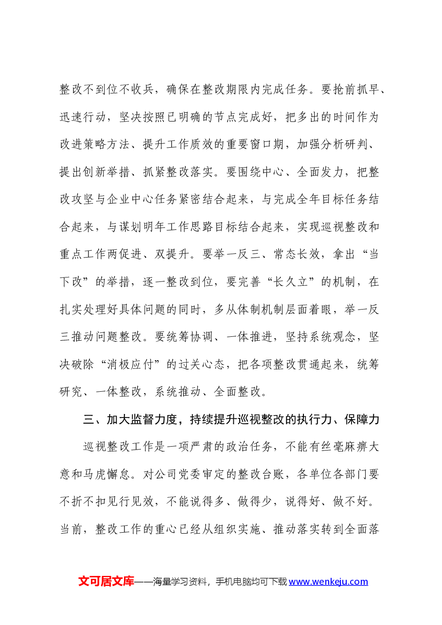 在公司上下联动开展巡视整改推进会上的讲话(巡察).docx,第3页预览