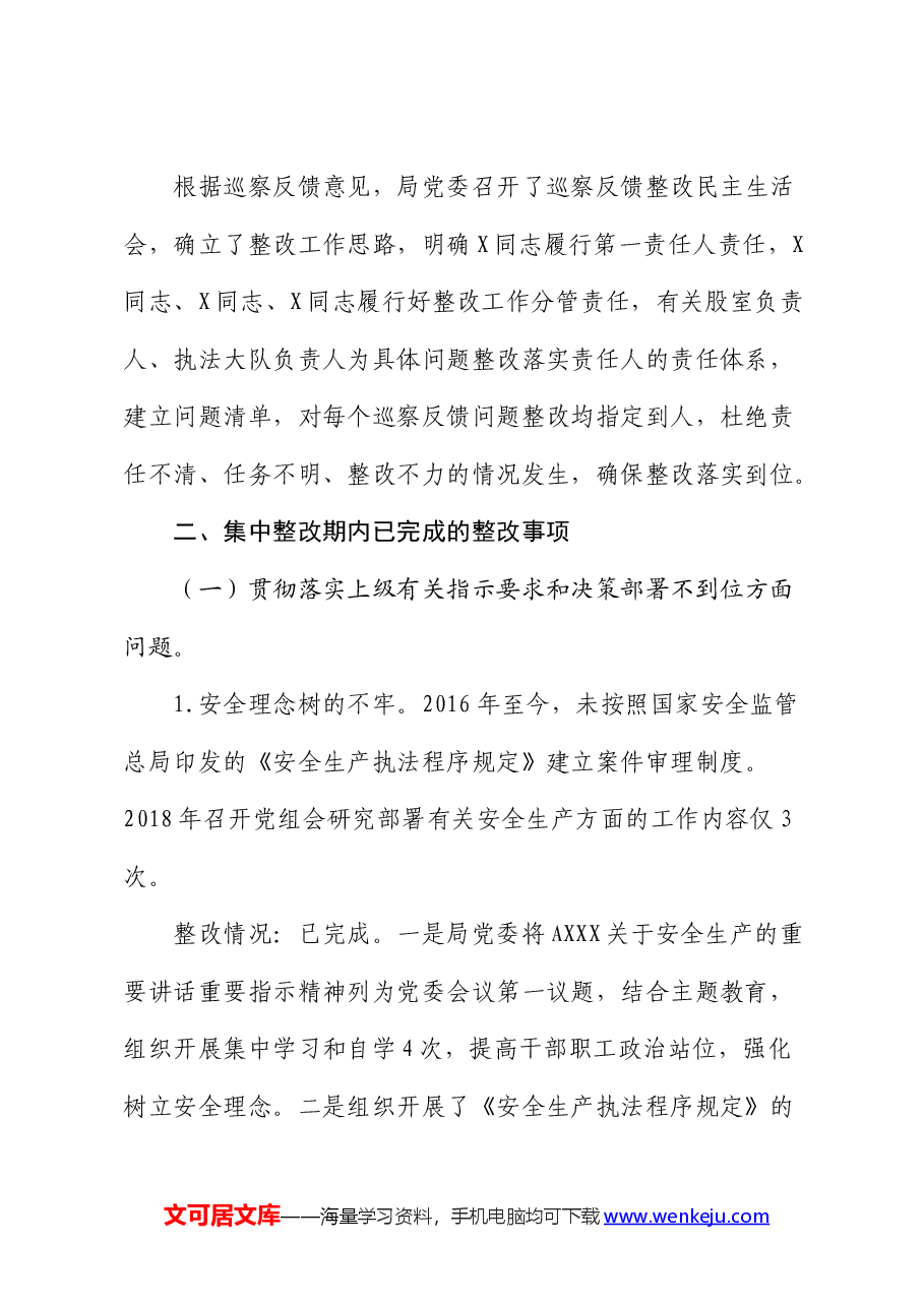 安全生产工作专项巡察反馈问题整改工作总结报告.docx,第2页预览