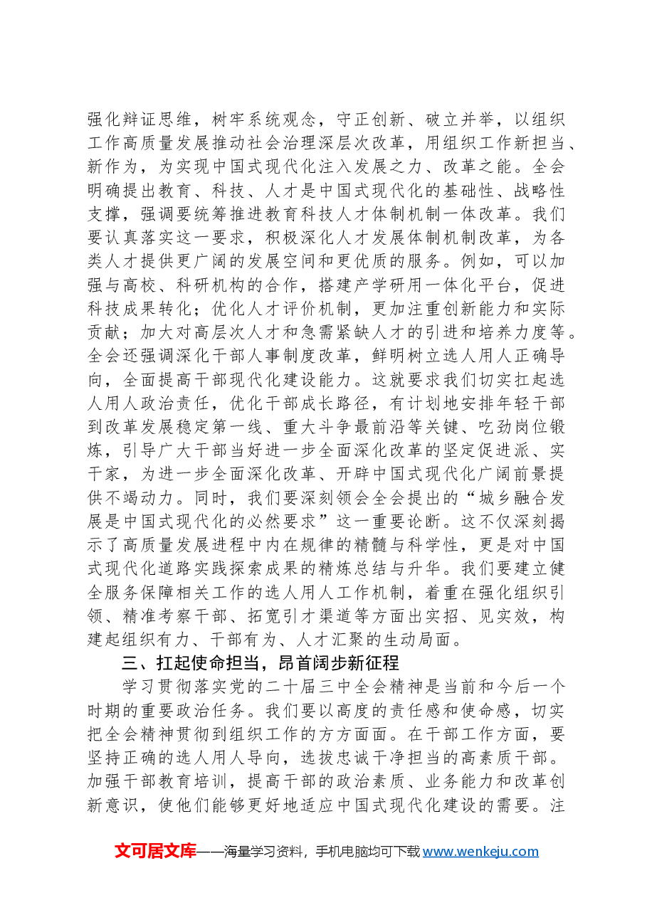 市委组织部长二十届三中全会精神研讨发言.docx,第3页预览