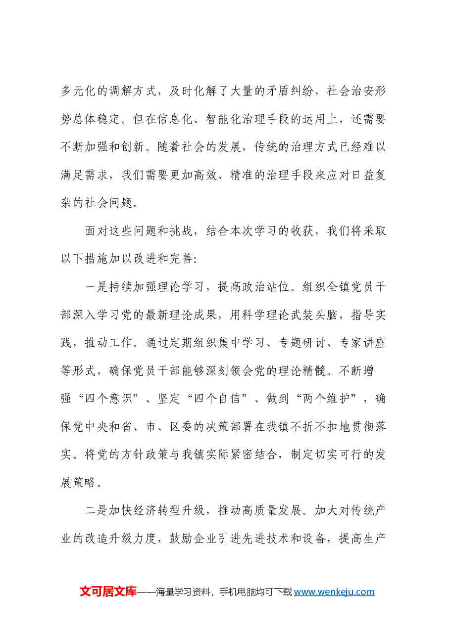 镇党委书记在2024年区委理论学习中心组集体学习会上的交流发言.docx,第3页预览