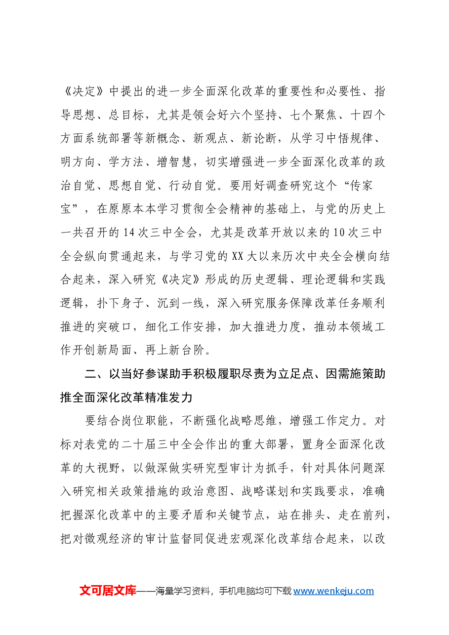 审计局学习党的二十届三中全会精神研讨发言材料.docx,第2页预览