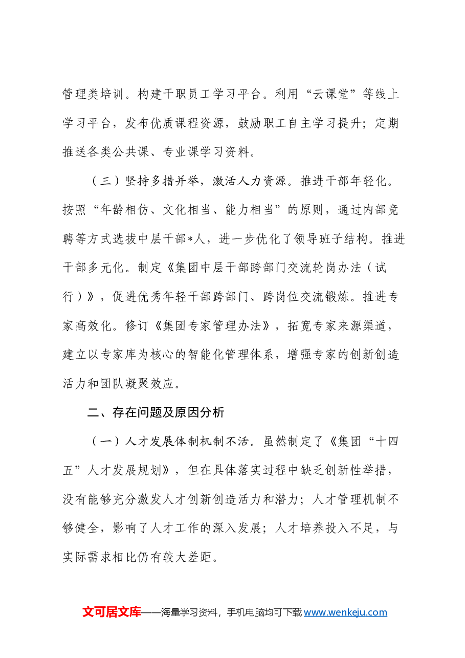 集团公司2024年上半年人才工作总结报告.docx,第2页预览