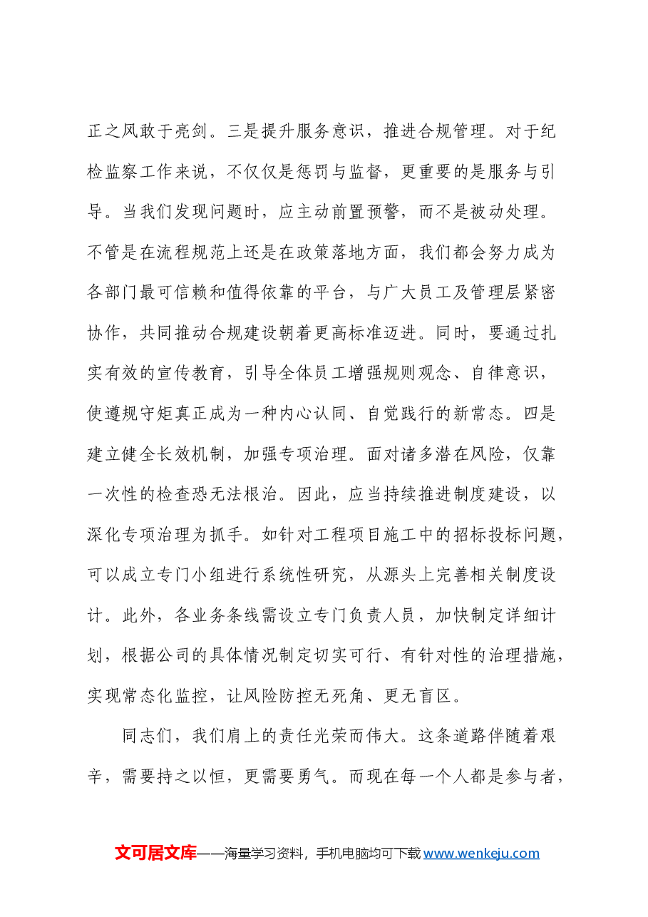 国有企业纪检监察部门负责人任职表态发言(公司).docx,第3页预览