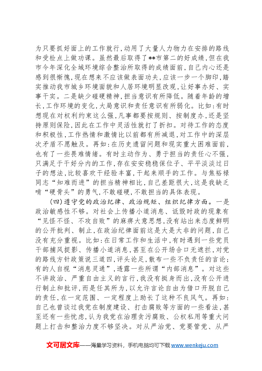 专题民主生活会发言提纲.docx,第3页预览