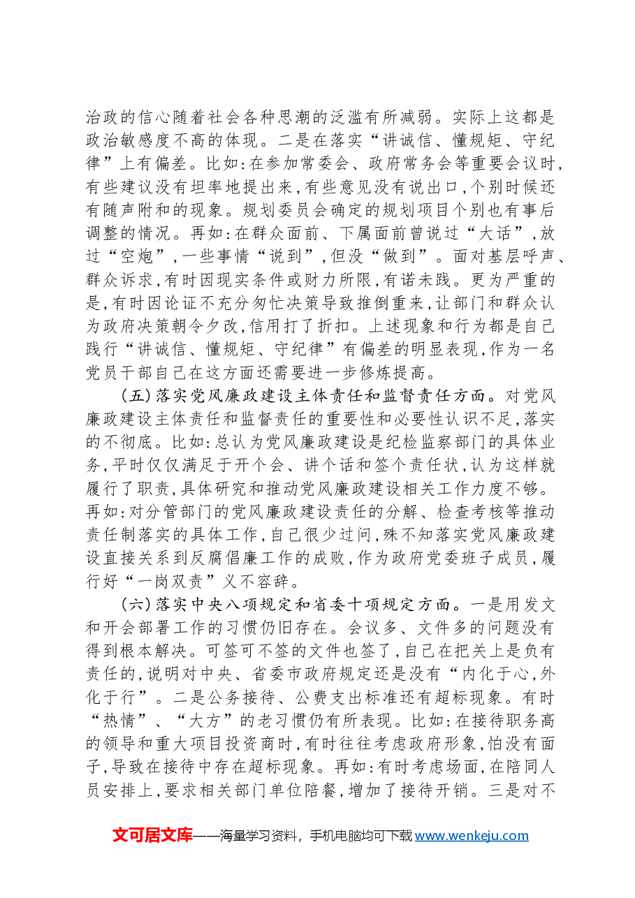专题民主生活会发言提纲.docx,第4页预览