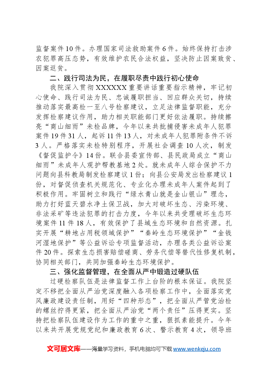县检察院党组书记、检察长“深入贯彻习近平法治思想高质效履行法律监督职责”研讨材料.docx,第2页预览