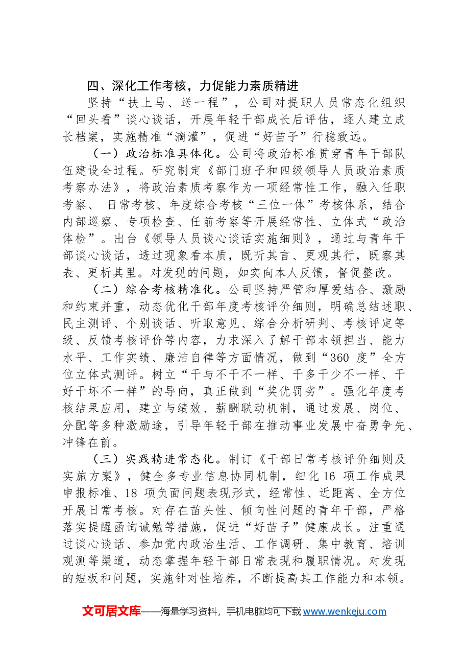 干部队伍建设经验交流材料：“五化”协同强化青年干部培养.docx，第4页预览