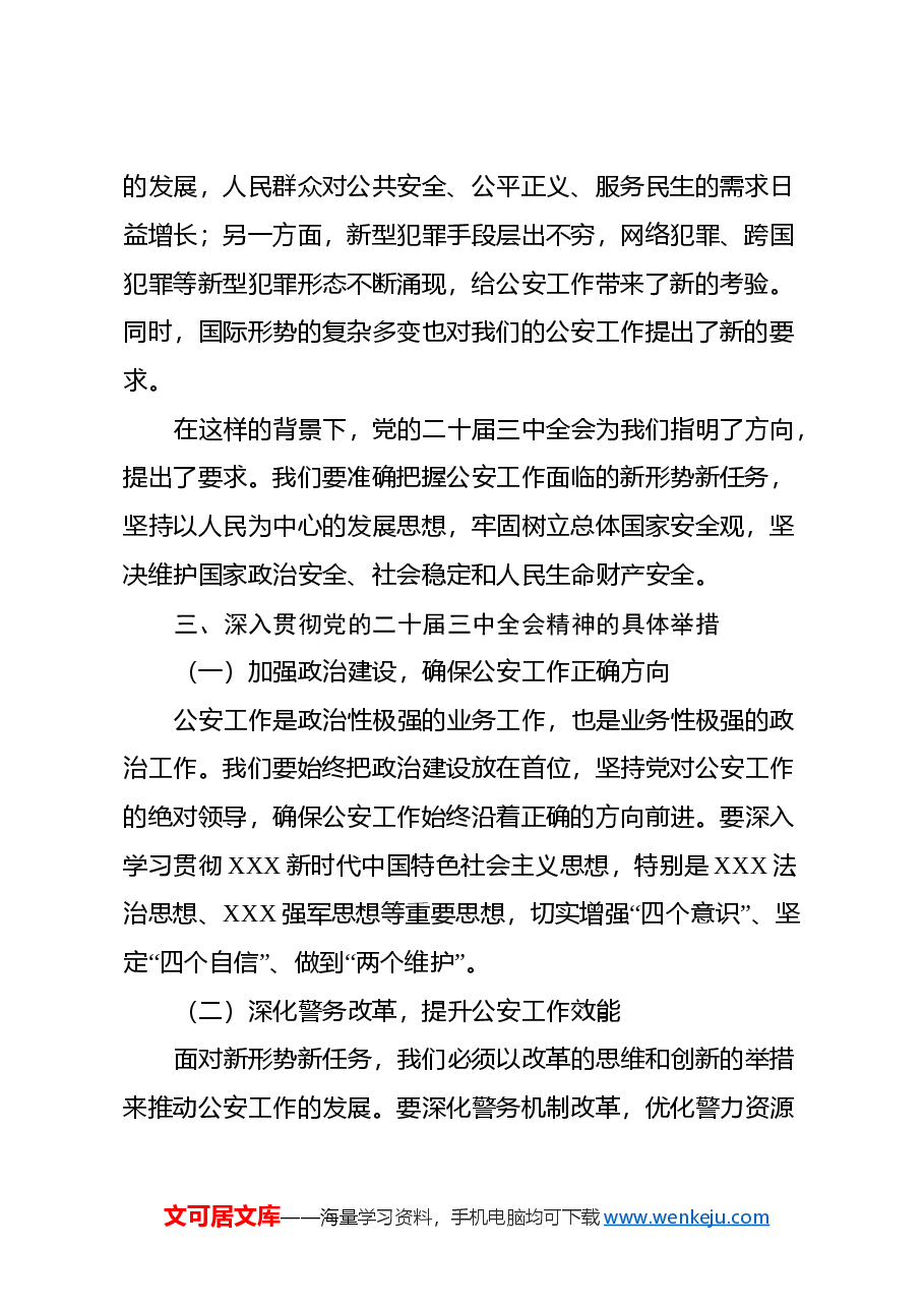 X市公安局局长在学习党的二十届三中全会精神发言.docx,第2页预览