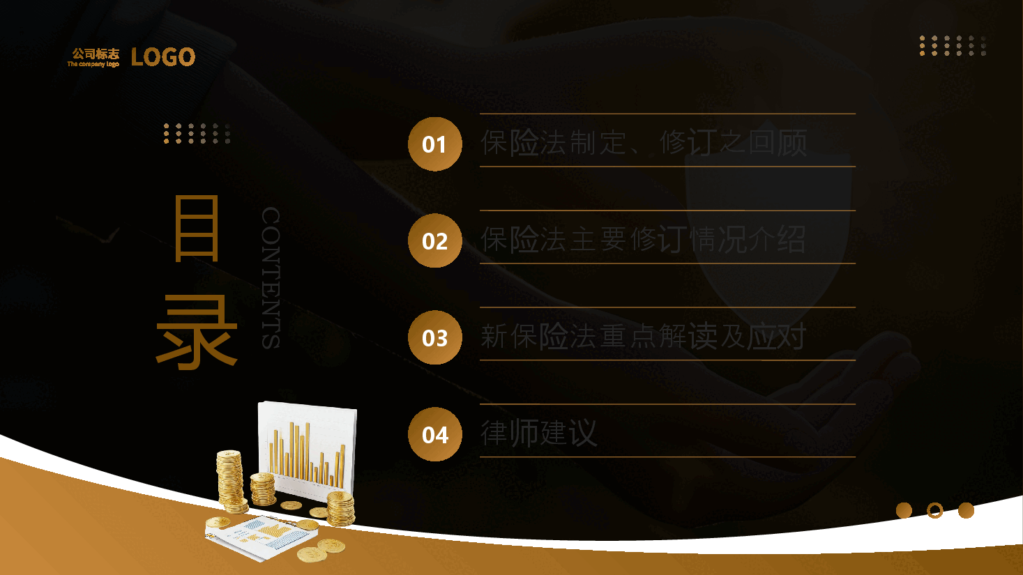 金色简约风新保险法重点解读及其应对PPT模板.pptx，第2页预览