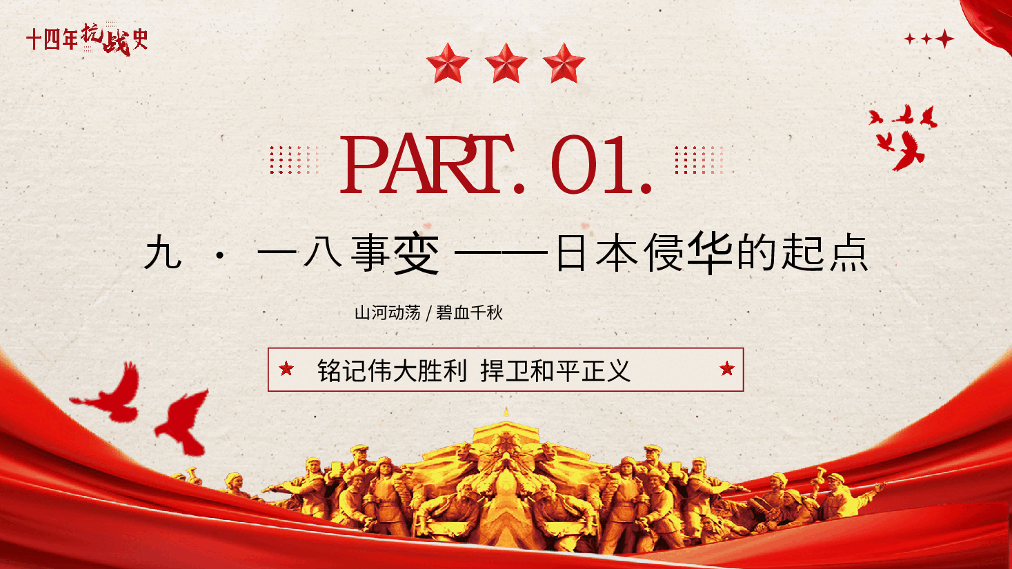 “九·一八”党课教育PPT铭记伟大胜利捍卫和平正义.pptx，第4页预览