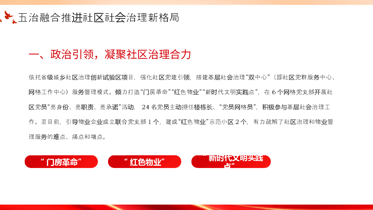红色党政五治融合推进社区基层治理新格局PPT模板.pptx,第3页预览