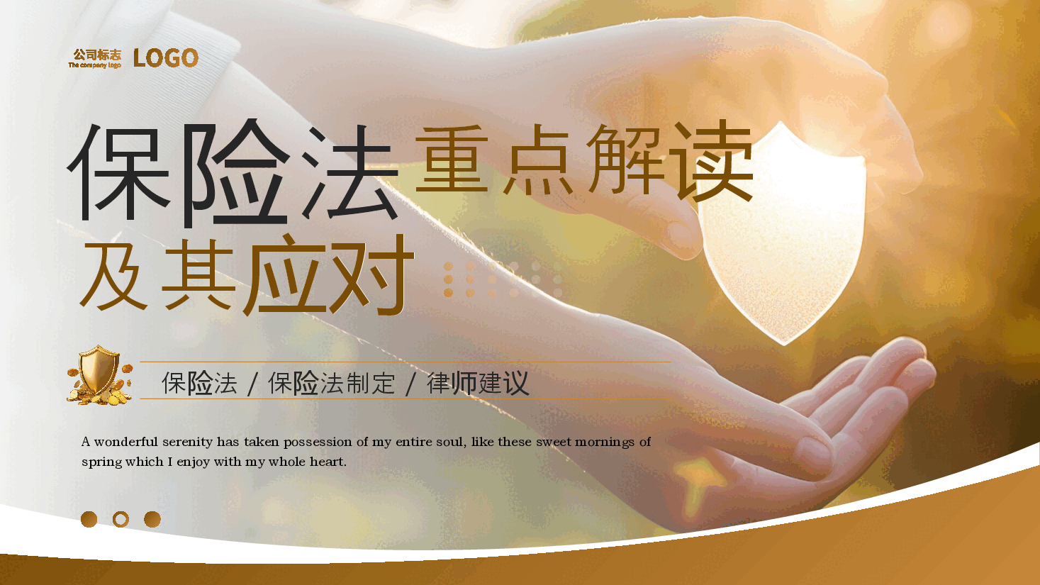 金色简约风新保险法重点解读及其应对PPT模板.pptx，第1页预览
