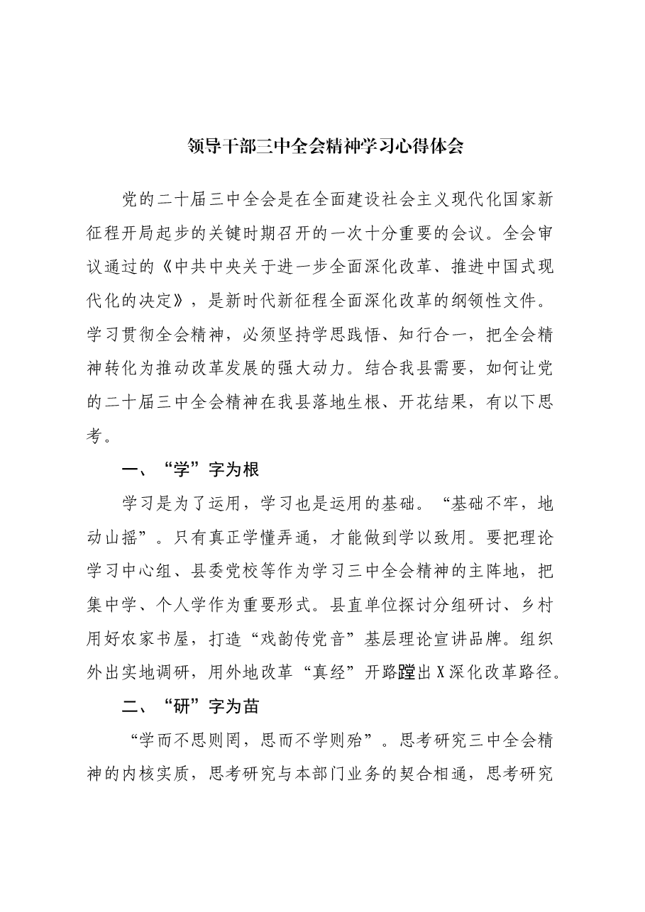 领导干部三中全会精神学习心得体会.docx,第1页预览