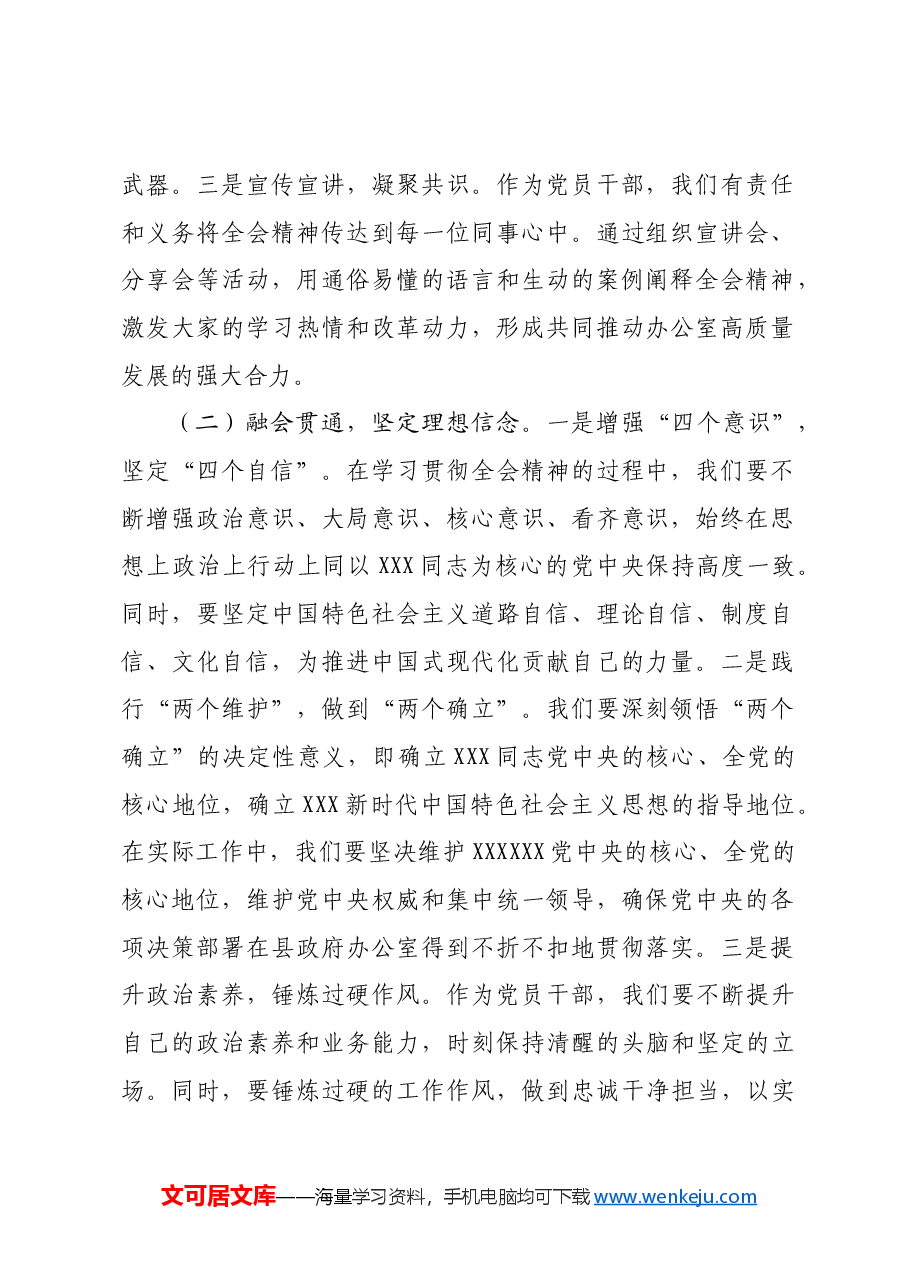 县政府办公室专题党课:以党的二十届三中全会精神为引领,谱写县政府办公室高质量发展新篇章.docx,第2页预览