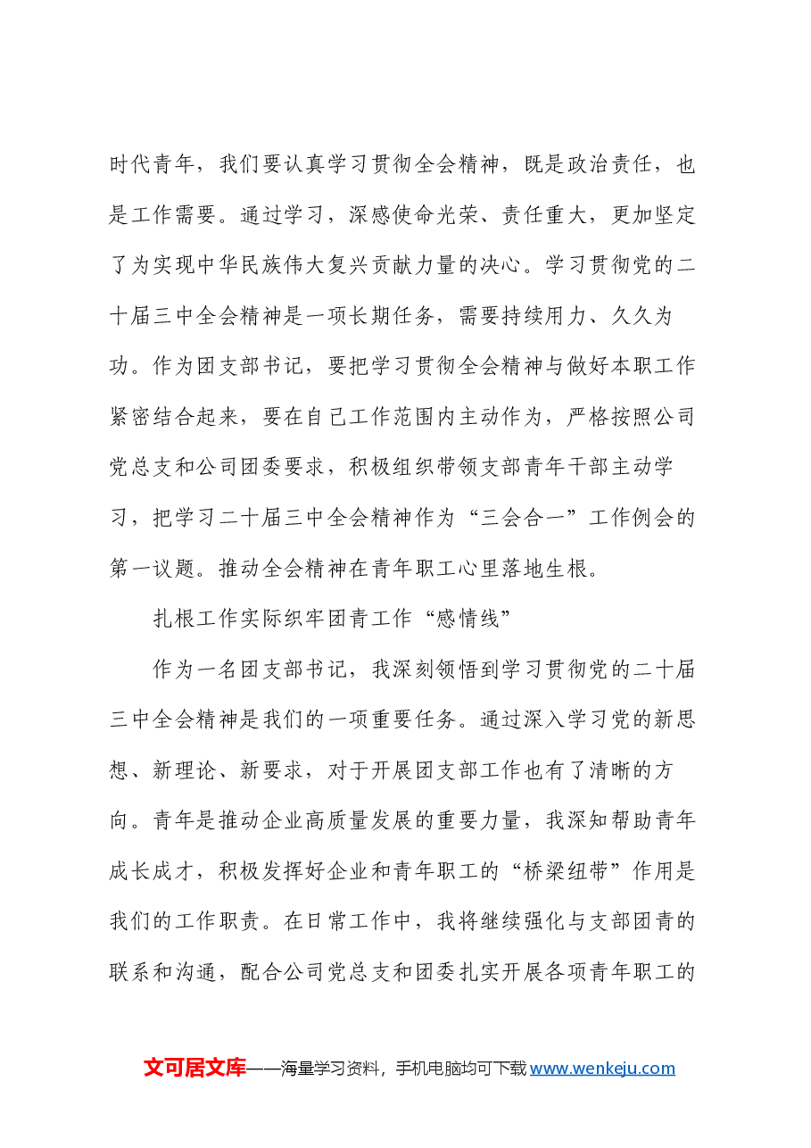 某公司团支部书记学习党的二十届三中全会感悟.docx,第2页预览