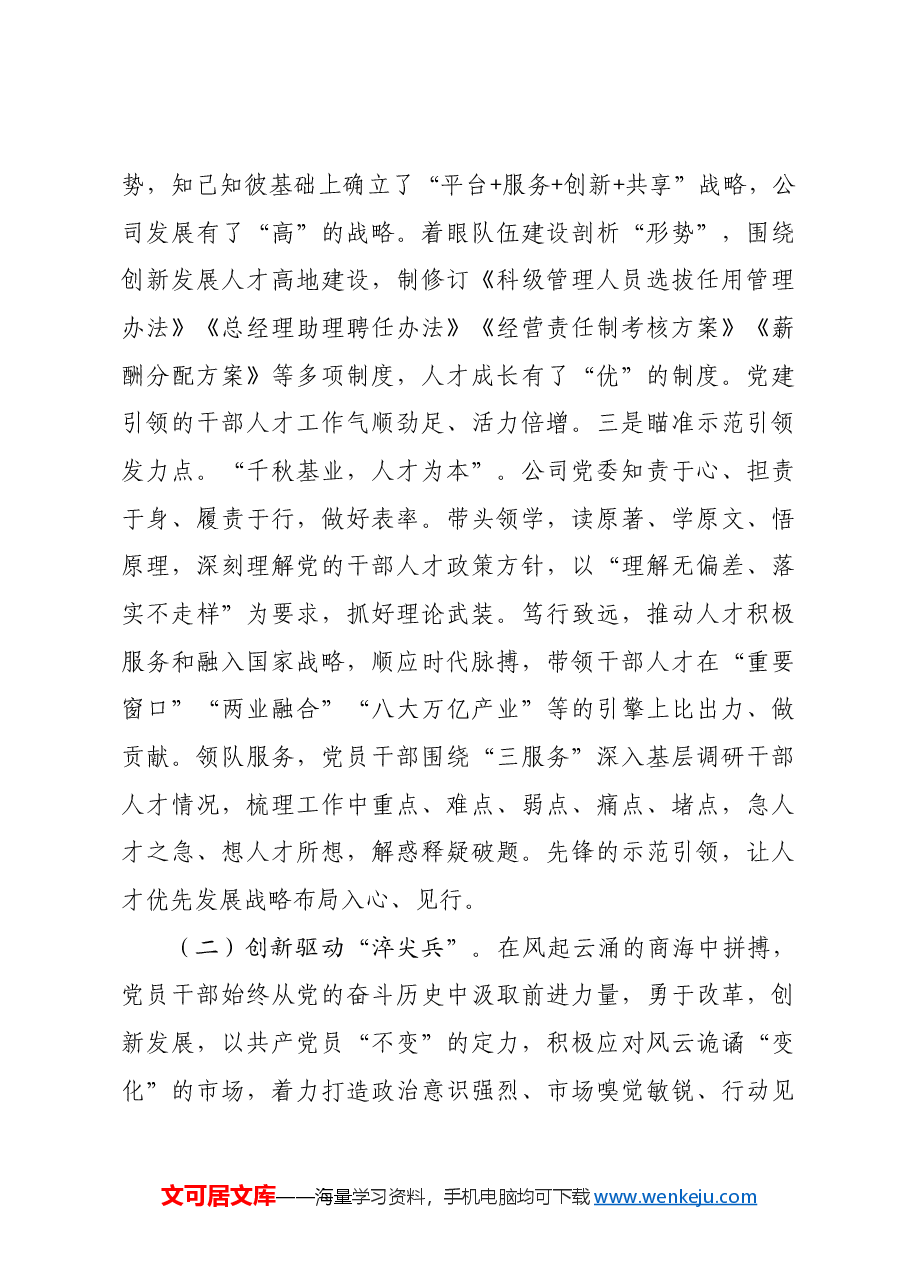 公司党委关于干部人才队伍建设工作情况的报告.docx,第4页预览