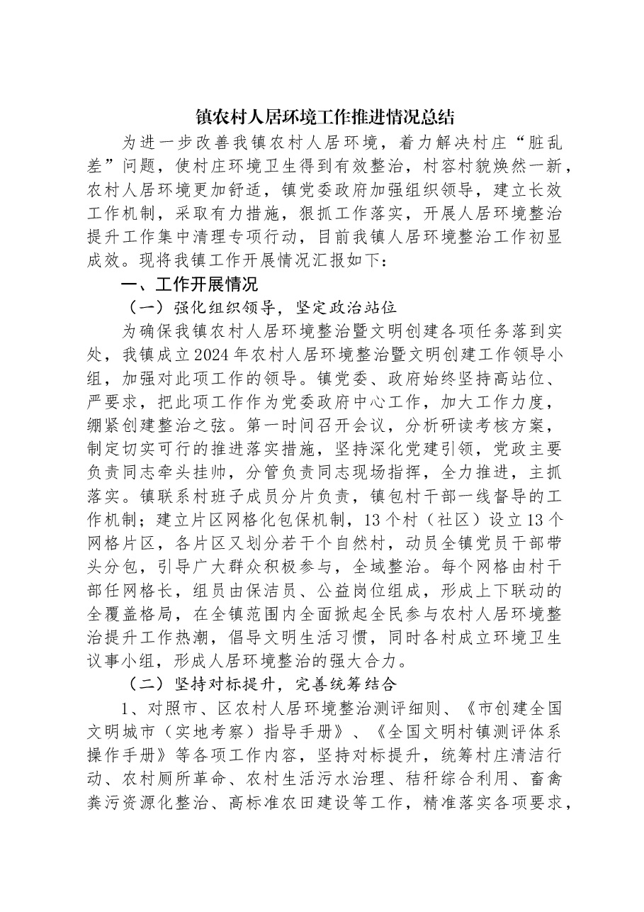 镇农村人居环境工作推进情况总结.docx,第1页预览
