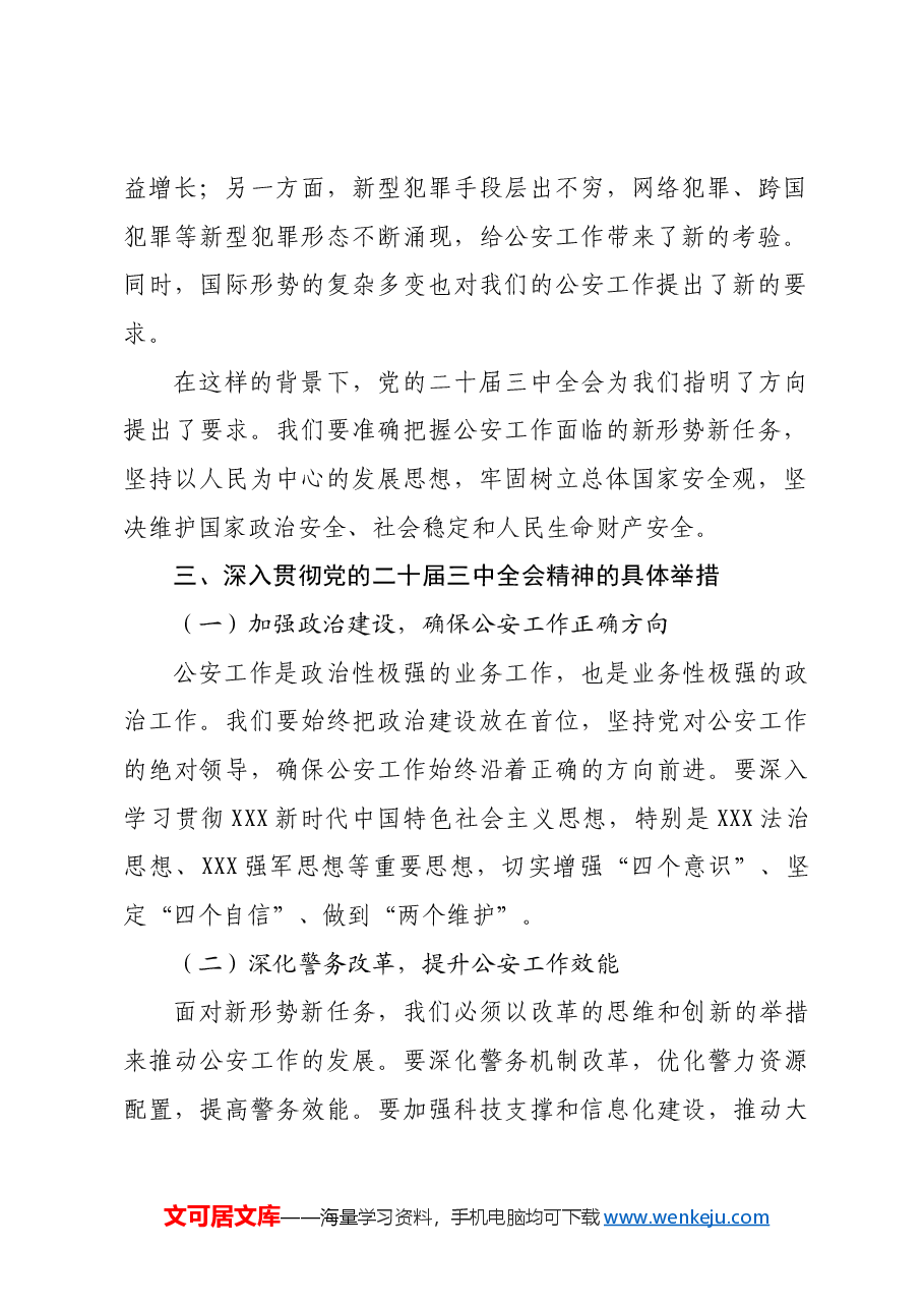 市公安局局长在学习党的二十届三中全会精神发言.docx,第2页预览