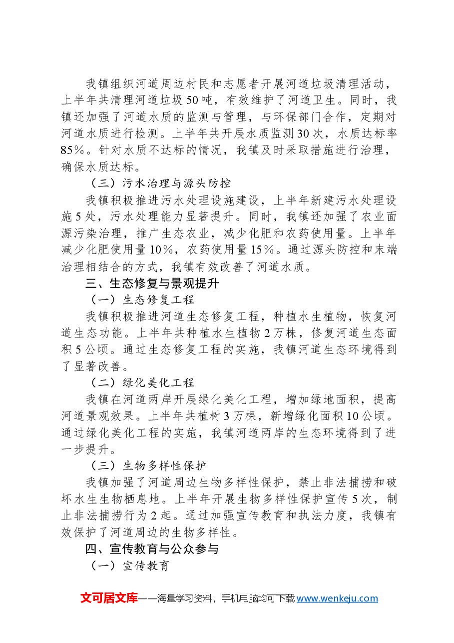 X镇河长制工作落实情况汇报.docx,第2页预览