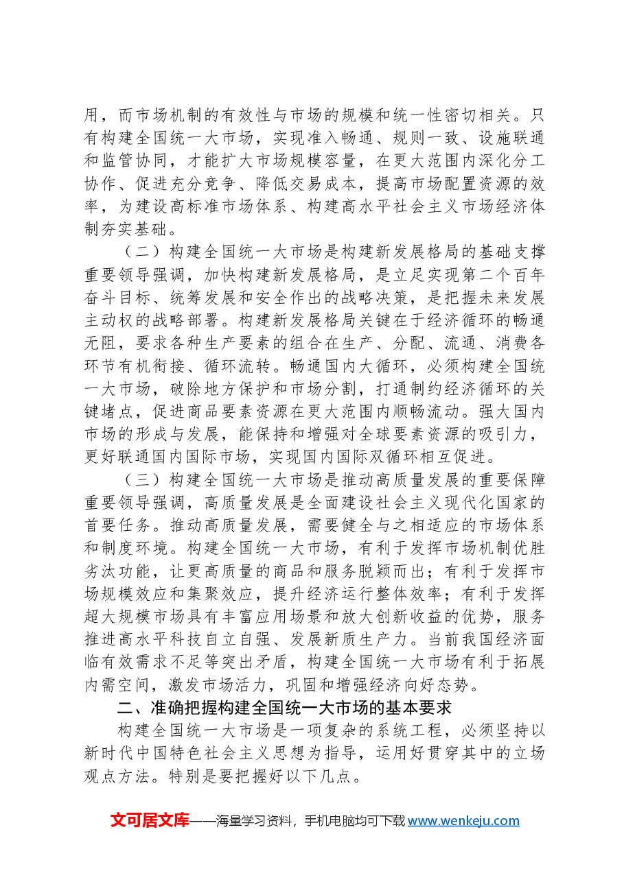 二十届三中全会构建全国统一大市场专题党课党课讲稿.docx,第2页预览