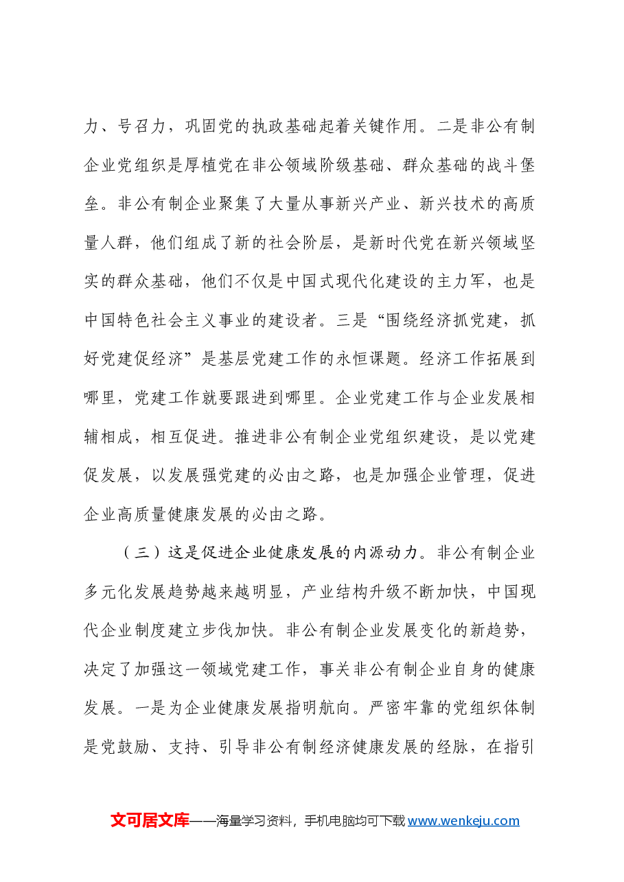 专题党课：新时代加强非公有制企业党建工作的路径.docx，第3页预览