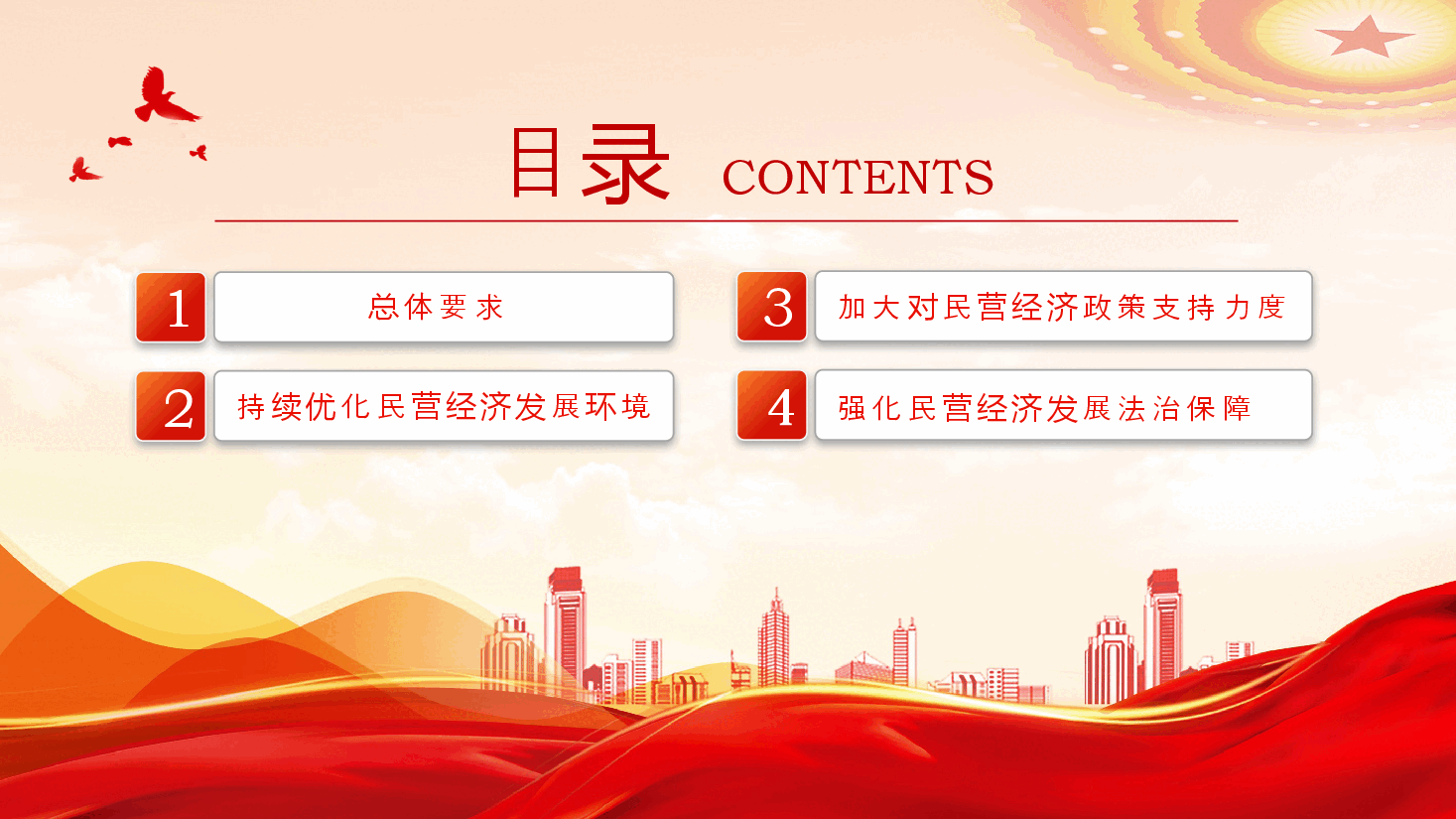红色精美中共中央国务院关于促进民营经济发展壮大的意见PPT课件.pptx，第3页预览