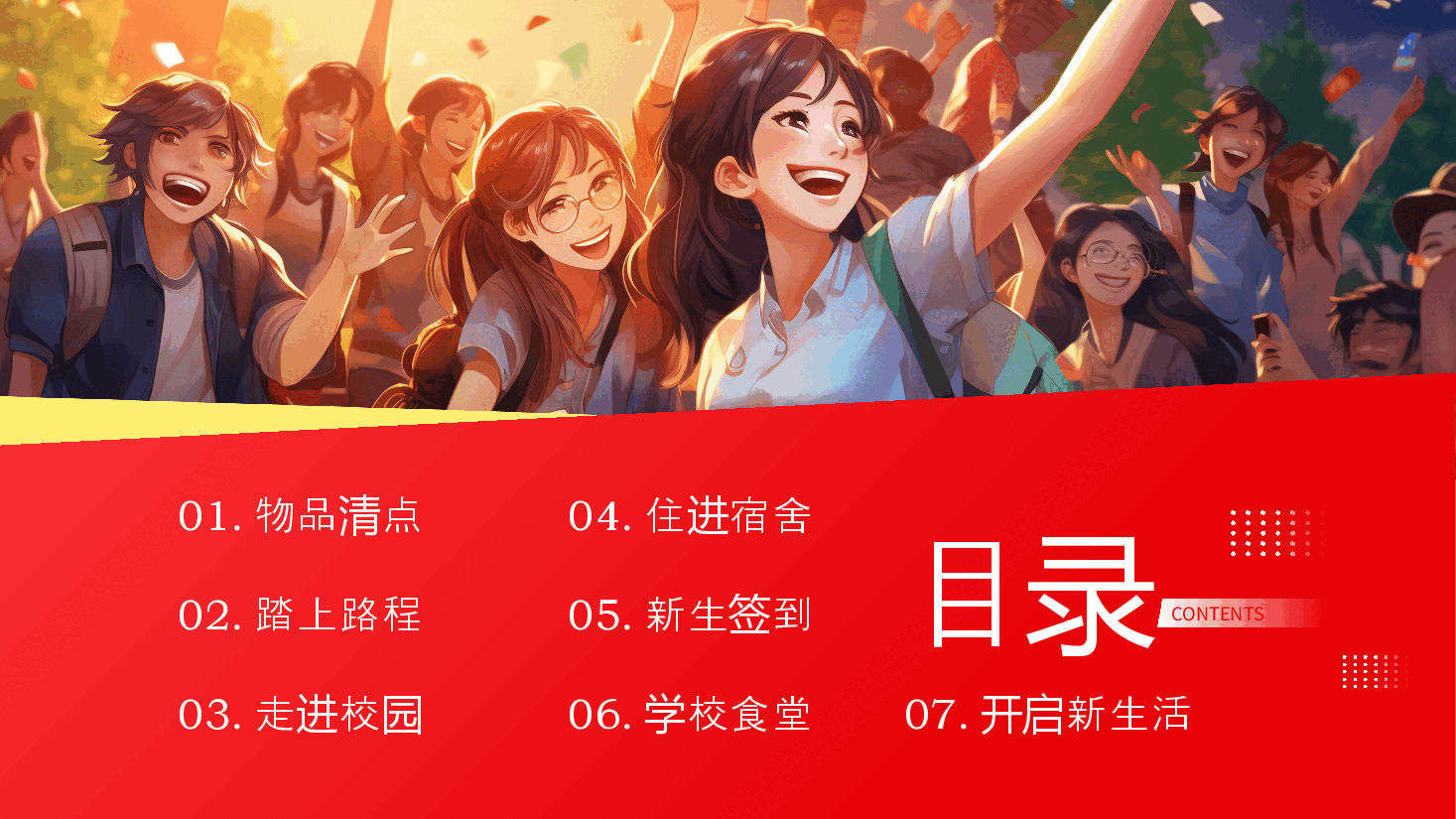 大学新生第一天PPT:入学攻略.pptx,第2页预览
