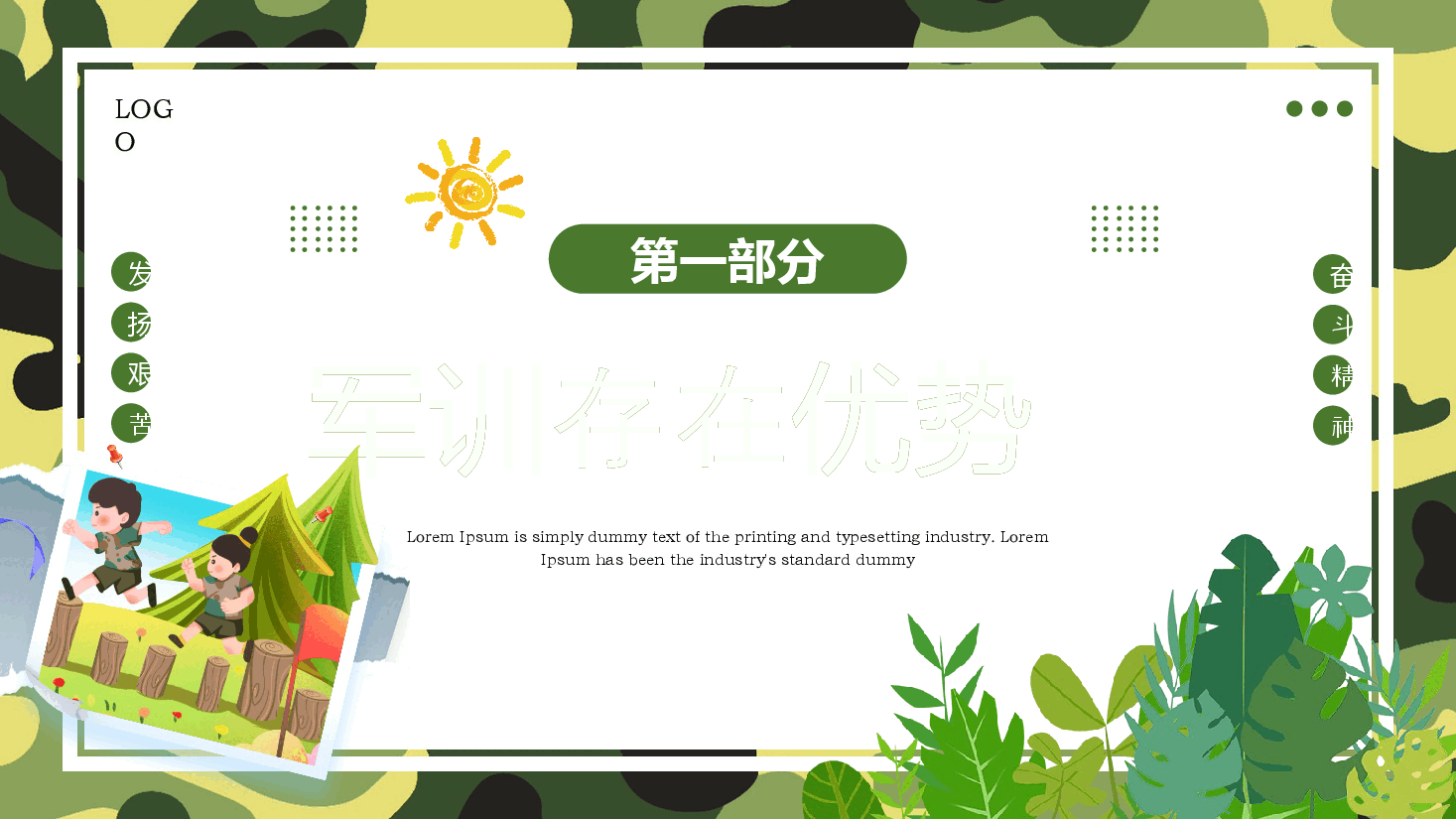绿色卡通风新生军训仪式动员大会PPT模板.pptx,第3页预览