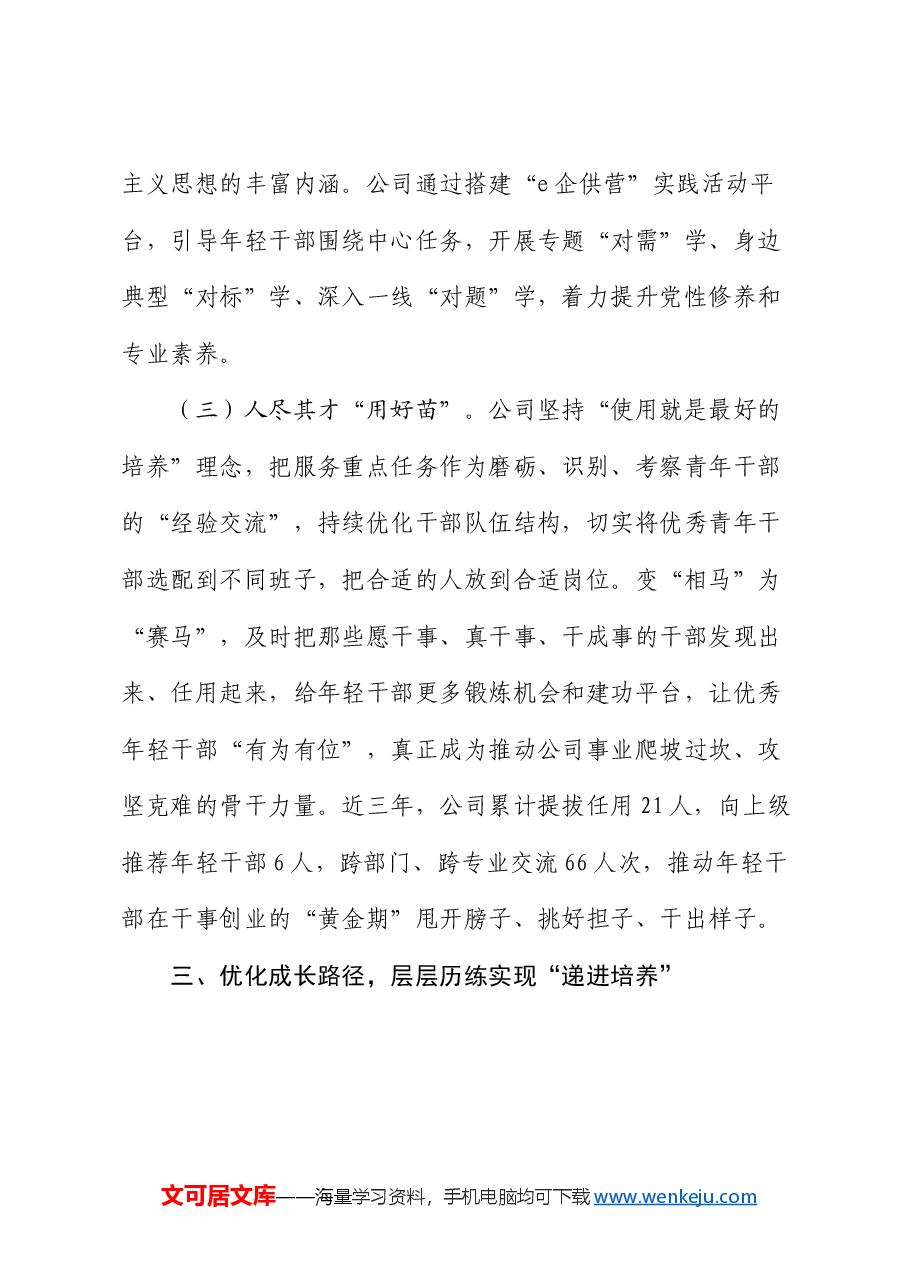国企干部队伍建设经验交流材料:“五化”协同强化青年干部培养.docx,第4页预览