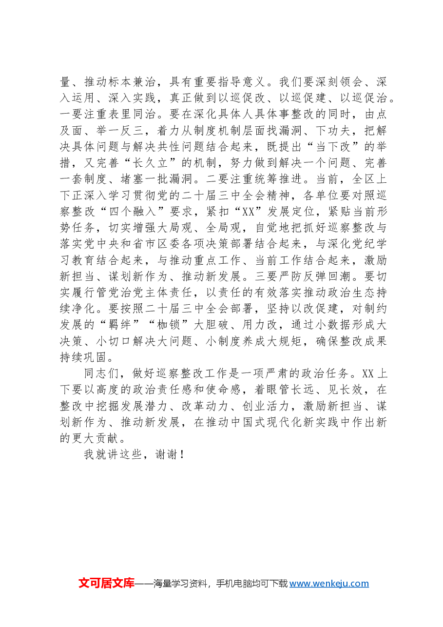 分管区领导在区委巡察反馈会上的讲话.docx,第4页预览