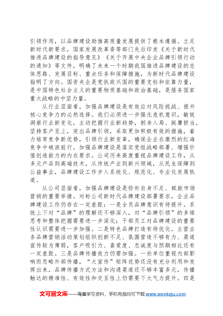 公司领导在企业品牌建设推进会上的讲话.docx,第3页预览