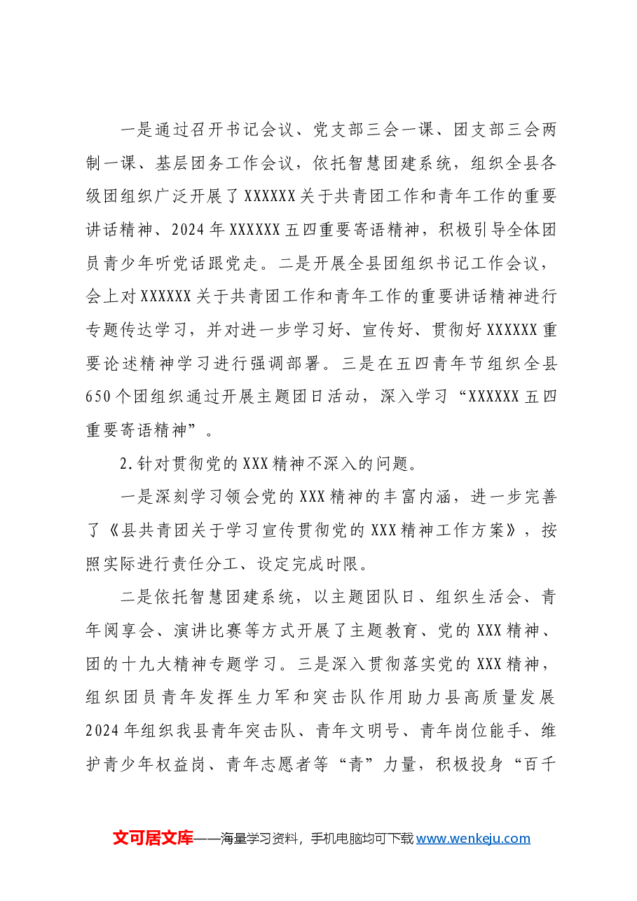 共青团县委员会关于巡察集中整改进展情况的报告.docx,第3页预览