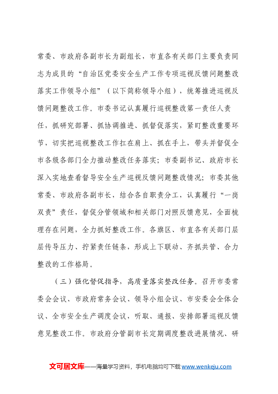 某市关于安全生产工作专项巡视整改进展情况的报告.docx,第2页预览