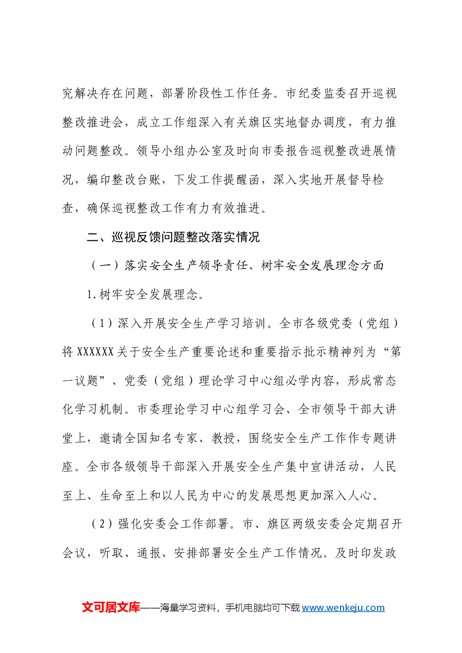 某市关于安全生产工作专项巡视整改进展情况的报告.docx,第3页预览
